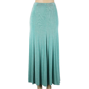 Patricia Wolf Sz XS Aqua Green Elastic Waist Ribbed Polyester Lycra Travel Skirt