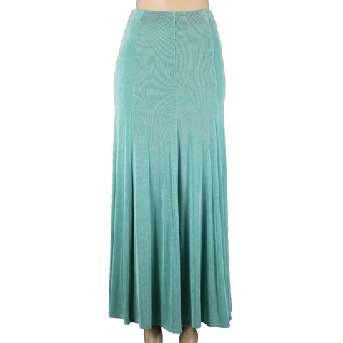 Patricia Wolf Sz XS Aqua Green Elastic Waist Ribbed Polyester Lycra Travel Skirt