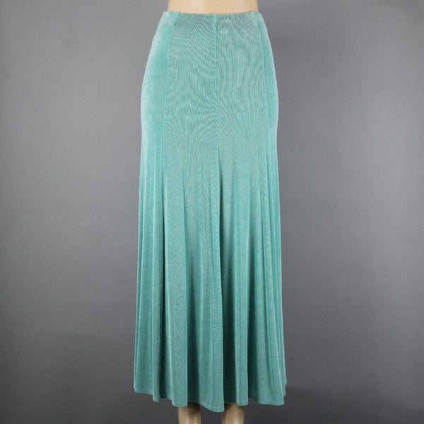 Patricia Wolf Sz XS Aqua Green Elastic Waist Ribbed Polyester Lycra Travel Skirt