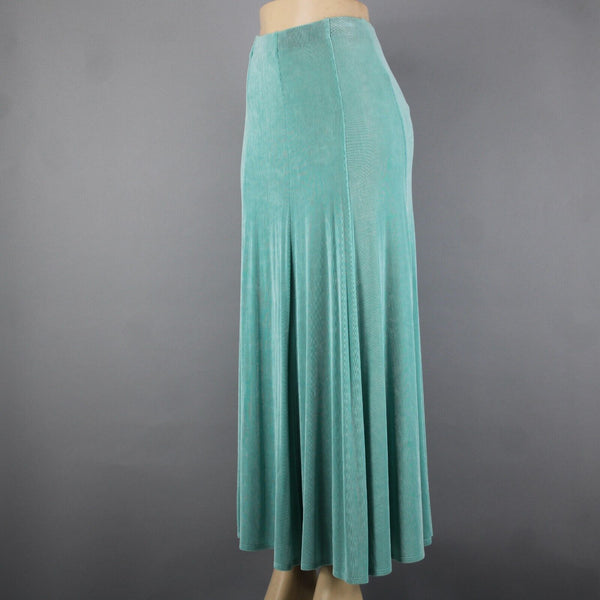 Patricia Wolf Sz XS Aqua Green Elastic Waist Ribbed Polyester Lycra Travel Skirt