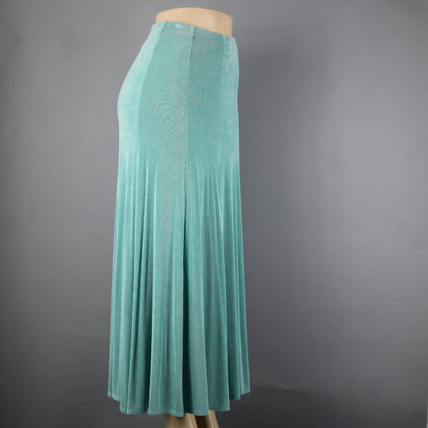 Patricia Wolf Sz XS Aqua Green Elastic Waist Ribbed Polyester Lycra Travel Skirt