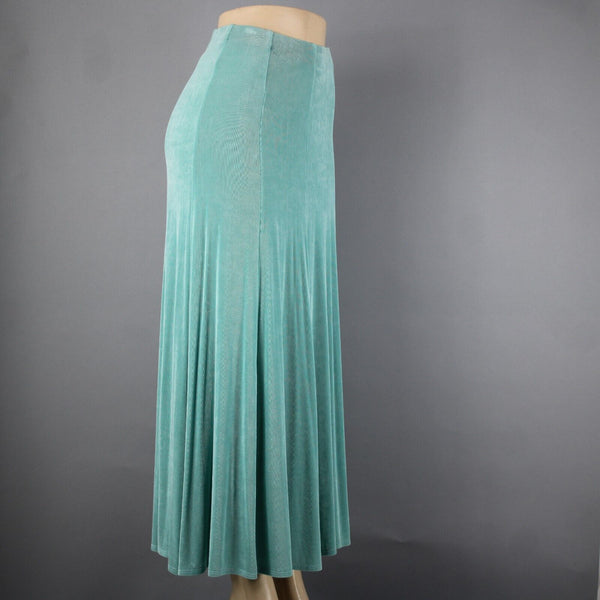 Patricia Wolf Sz XS Aqua Green Elastic Waist Ribbed Polyester Lycra Travel Skirt
