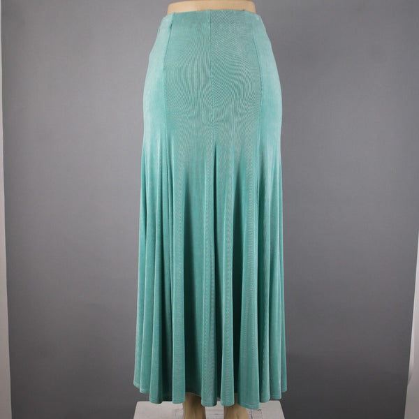 Patricia Wolf Sz XS Aqua Green Elastic Waist Ribbed Polyester Lycra Travel Skirt