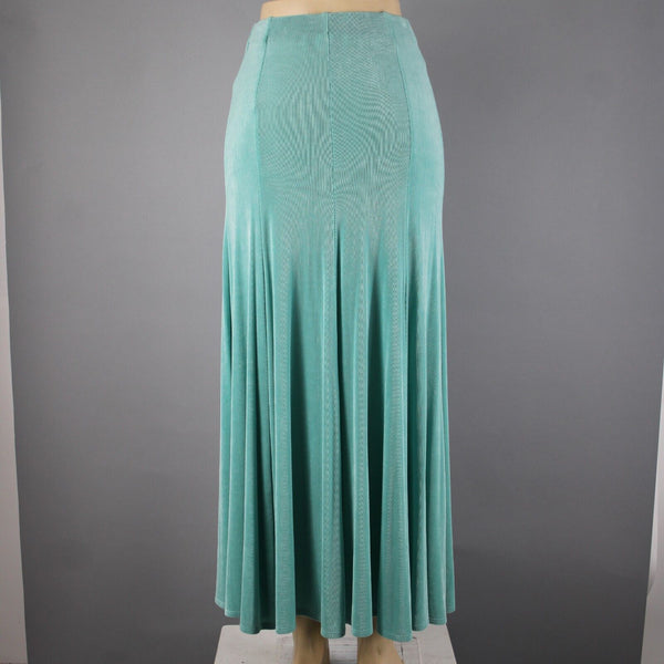 Patricia Wolf Sz XS Aqua Green Elastic Waist Ribbed Polyester Lycra Travel Skirt