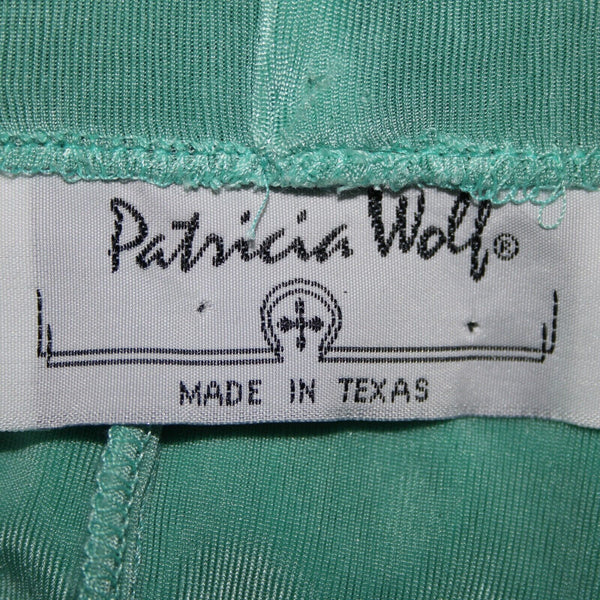 Patricia Wolf Sz XS Aqua Green Elastic Waist Ribbed Polyester Lycra Travel Skirt