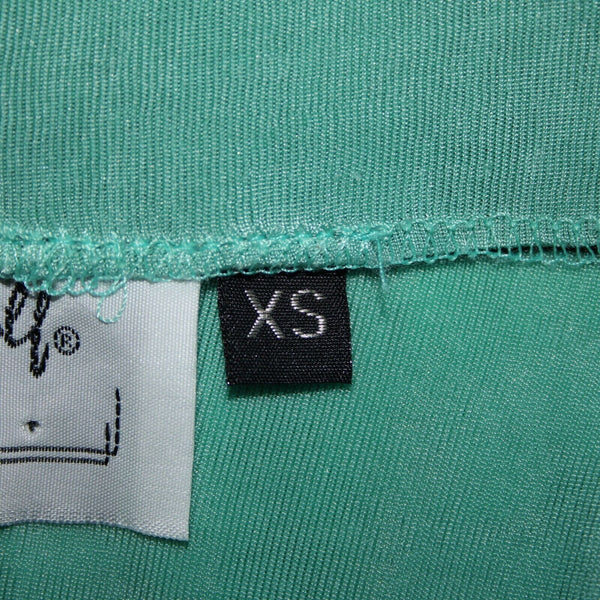 Patricia Wolf Sz XS Aqua Green Elastic Waist Ribbed Polyester Lycra Travel Skirt