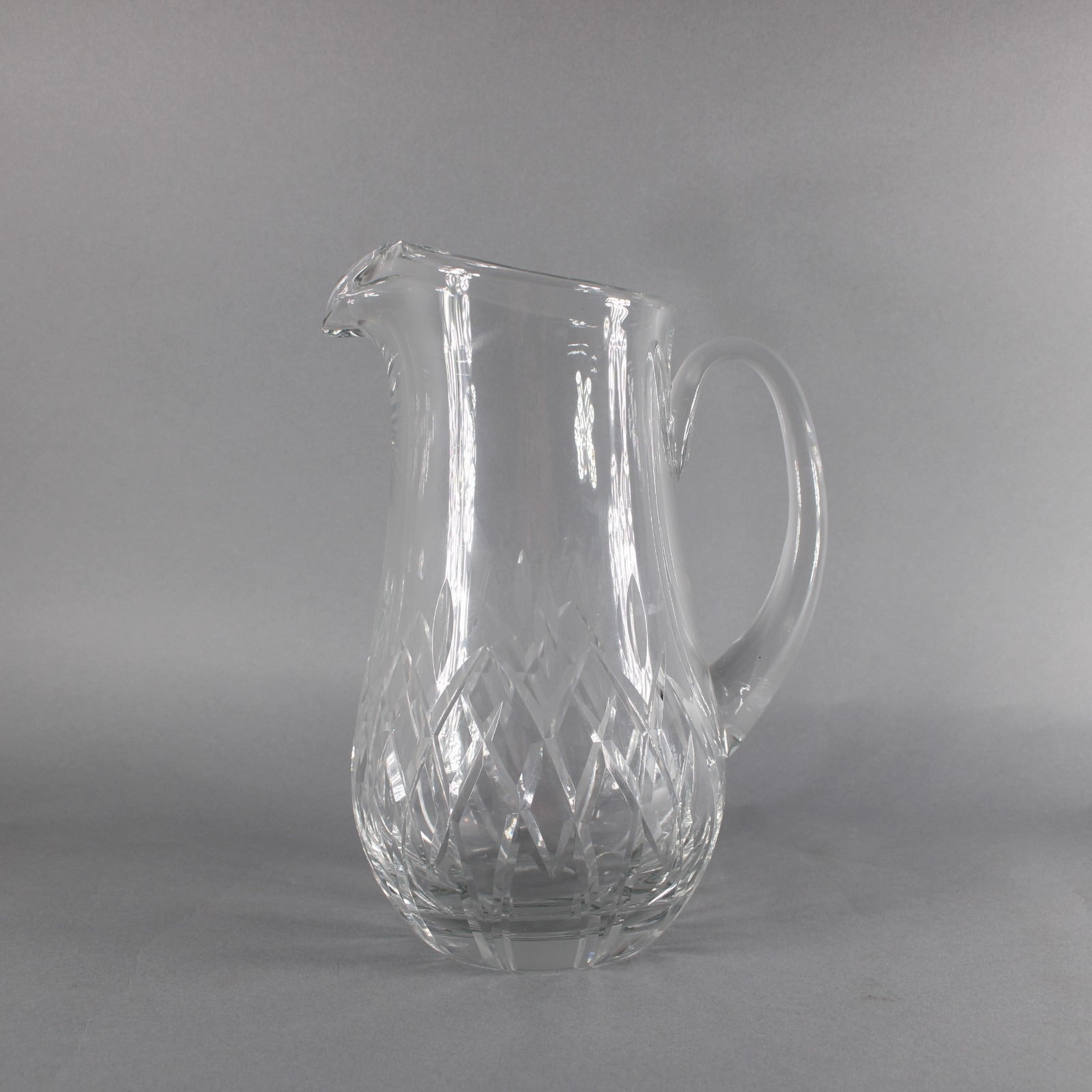Block Pitcher Clear Cut Engraved Crystal 10" Pitcher