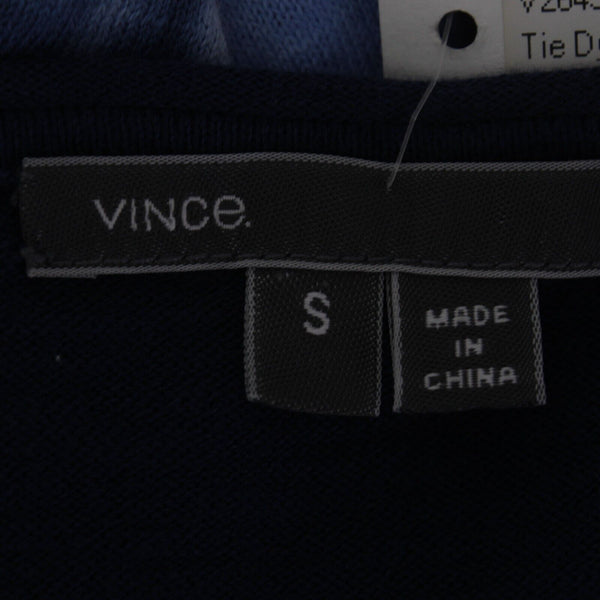 Vince Coverings NEW $194 Sz S Navy Blue Multi Tie Dye Boatneck Cotton Knit Top