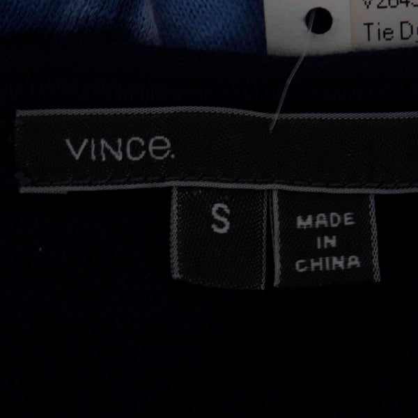 Vince Coverings NEW $194 Sz S Navy Blue Multi Tie Dye Boatneck Cotton Knit Top