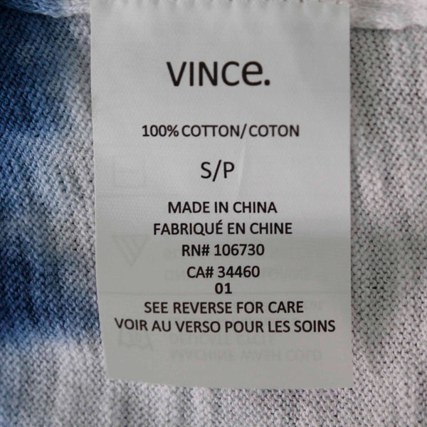 Vince Coverings NEW $194 Sz S Navy Blue Multi Tie Dye Boatneck Cotton Knit Top