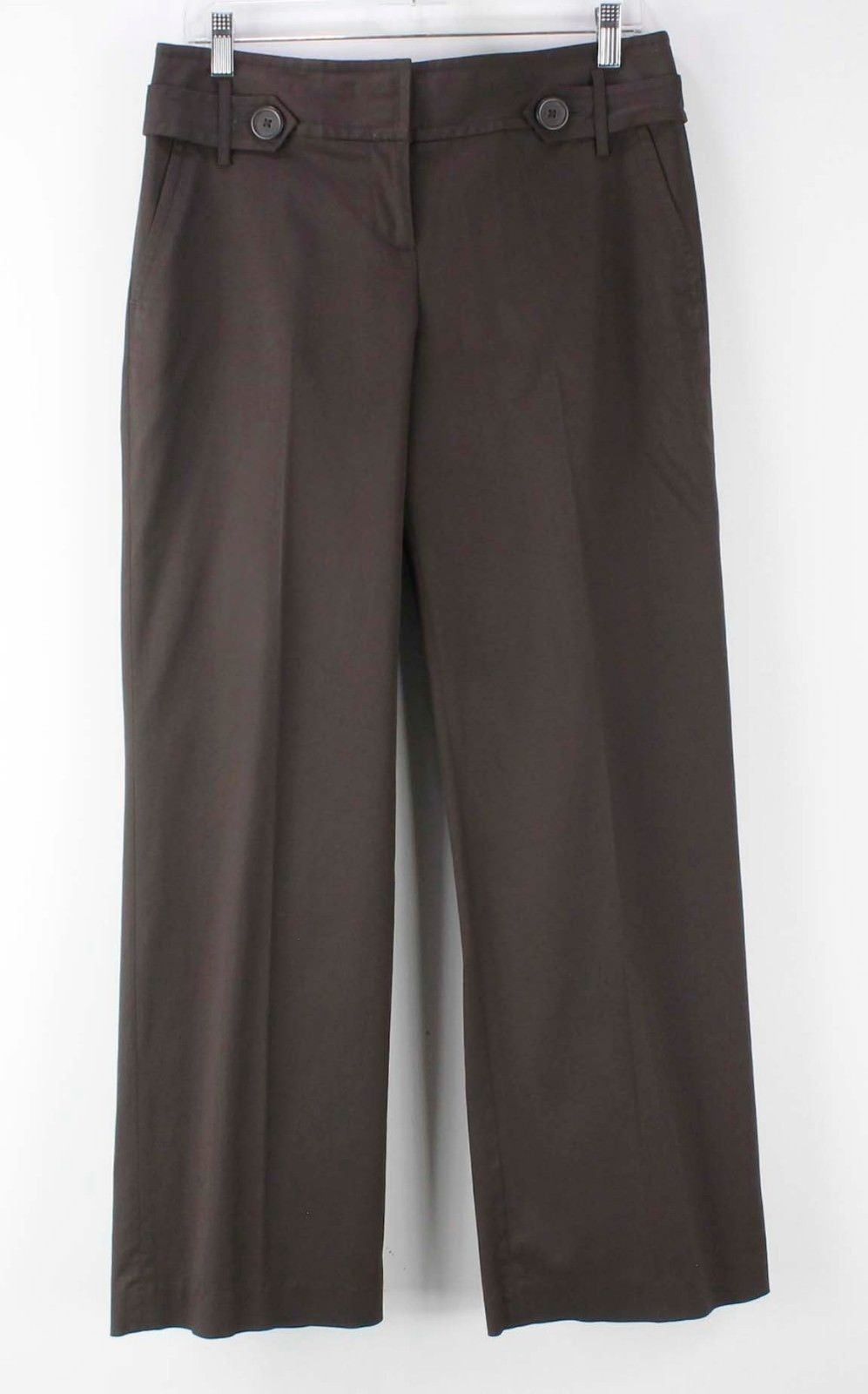 Ann Taylor Sz 6 x 30.5 Brown Rayon Blend Tab Belt Flat Front Trouser Pant