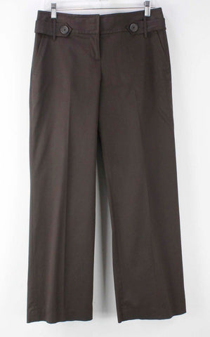 Ann Taylor Sz 6 x 30.5 Brown Rayon Blend Tab Belt Flat Front Trouser Pant