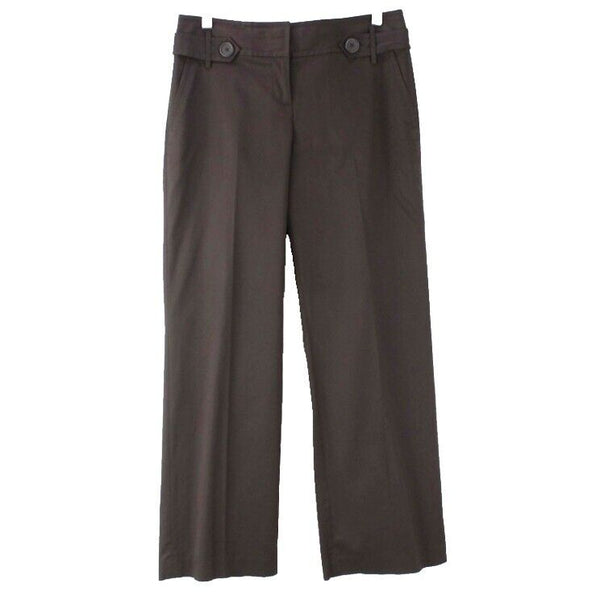 Ann Taylor Sz 6 x 30.5 Brown Rayon Blend Tab Belt Flat Front Trouser Pant