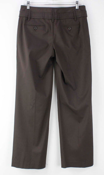 Ann Taylor Sz 6 x 30.5 Brown Rayon Blend Tab Belt Flat Front Trouser Pant