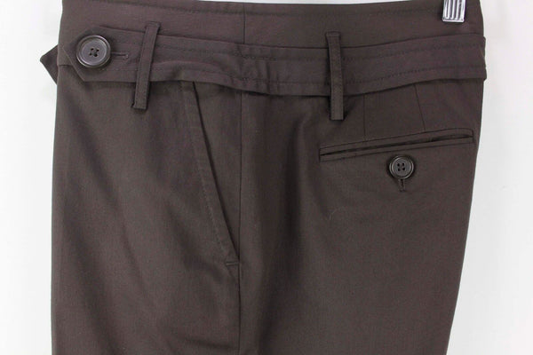 Ann Taylor Sz 6 x 30.5 Brown Rayon Blend Tab Belt Flat Front Trouser Pant