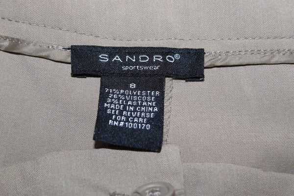 Sandro Sz 8 x 20" Tan Polyester Blend Crop Capri Dress Pant
