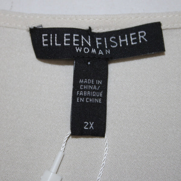 Eileen Fisher Top NEW $238 Bateau Nk Sz 2x Bone White Crepe 100% Silk Top
