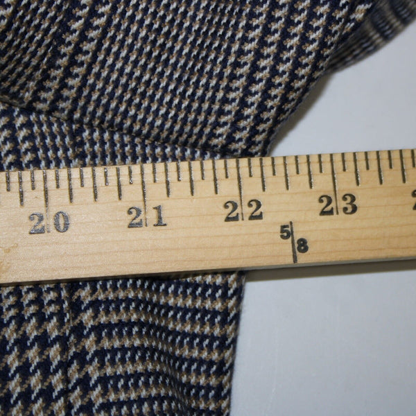 Burberrys Sz 44? Navy Tan White Collared Lined Pockets 2 Button 100% Wool Blazer