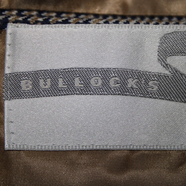Burberrys Sz 44? Navy Tan White Collared Lined Pockets 2 Button 100% Wool Blazer