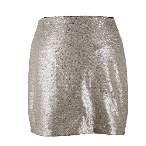 Forever 21 Sz M Gold Sequin Zip Lined 100% Polyester Short Skirt