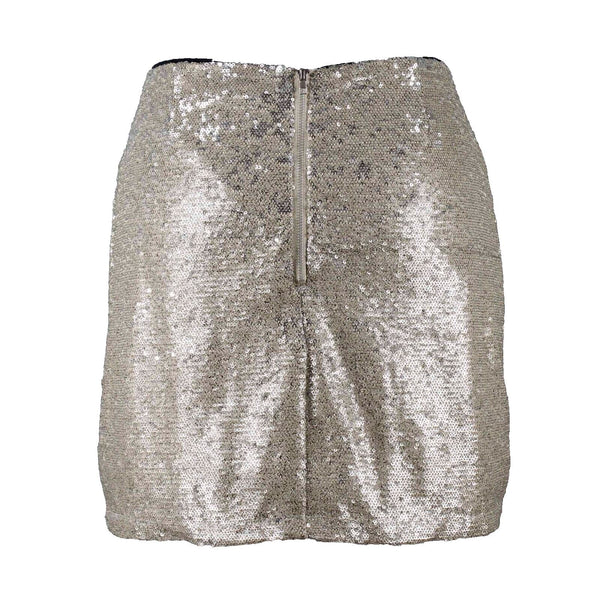 Forever 21 Sz M Gold Sequin Zip Lined 100% Polyester Short Skirt