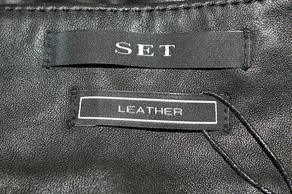 Set NEW Sz 2 Black Straight Corset Lace Front Sides Zip Back Leather Skirt