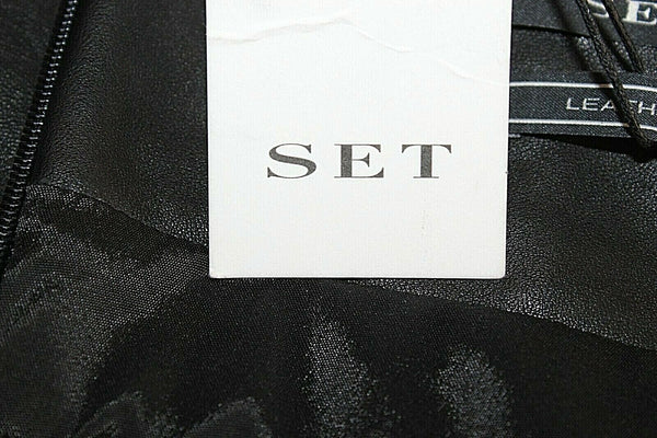 Set NEW Sz 2 Black Straight Corset Lace Front Sides Zip Back Leather Skirt