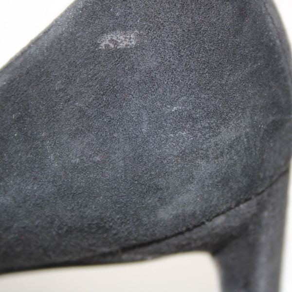 St John Sz 39 Black Closed Toe Fabric Upper Leather Inner AS IS 3.5" Heel