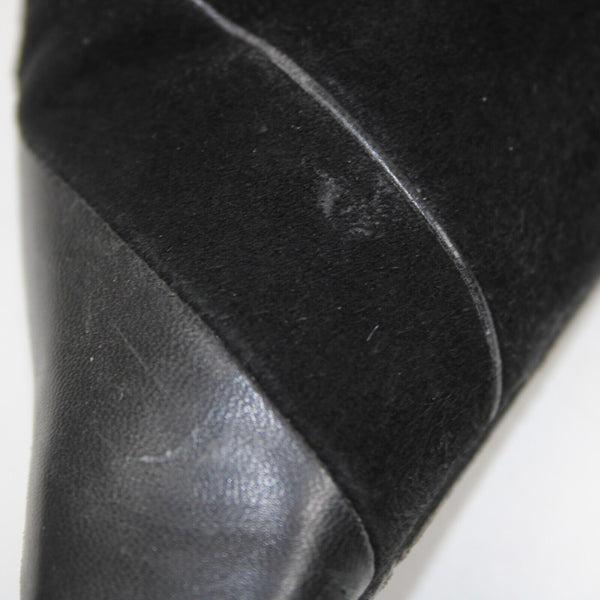 St John Sz 39 Black Closed Toe Fabric Upper Leather Inner AS IS 3.5" Heel