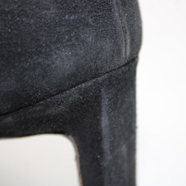 St John Sz 39 Black Closed Toe Fabric Upper Leather Inner AS IS 3.5" Heel