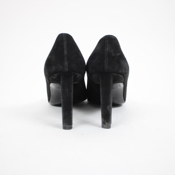 St John Sz 39 Black Closed Toe Fabric Upper Leather Inner AS IS 3.5" Heel