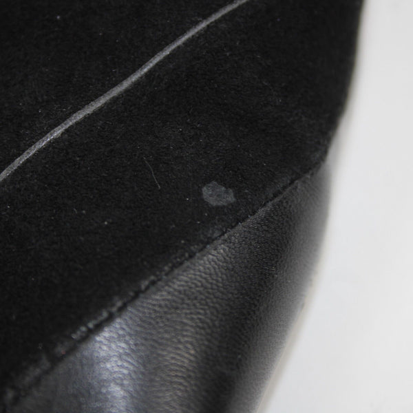 St John Sz 39 Black Closed Toe Fabric Upper Leather Inner AS IS 3.5" Heel
