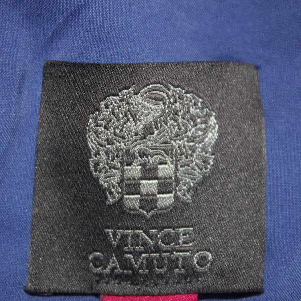 Vince Camuto Jumpsuit Sz 4 x 25 Blue Collared Tie Pockets Poly Spandex Jumpsuit