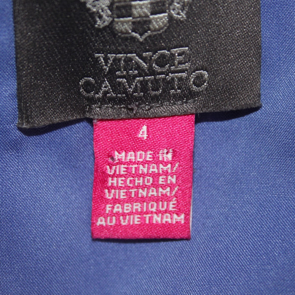 Vince Camuto Jumpsuit Sz 4 x 25 Blue Collared Tie Pockets Poly Spandex Jumpsuit