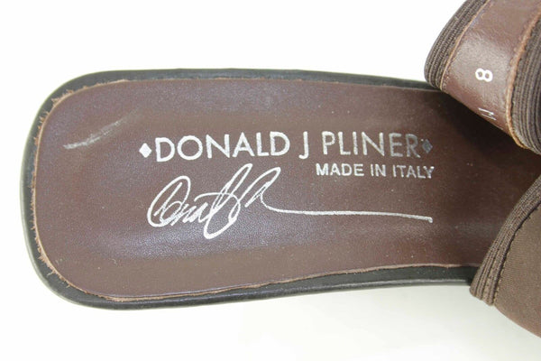 Donald Pliner Sz 8 Brown Crepe Elastic Open Toe Slingback 3" Wedge Heel