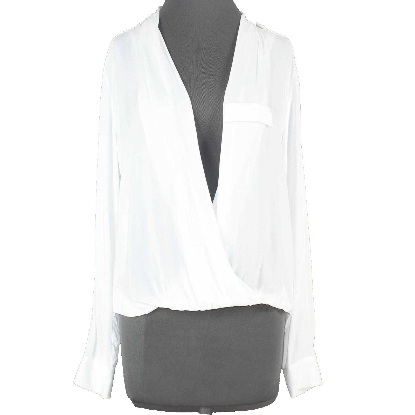 WHBM NEW $78 Sz 4 White Artist Draped Front Hi Lo Epaulets 100% Viscose Top