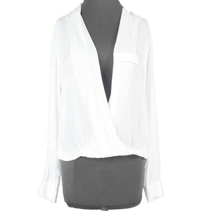 WHBM NEW $78 Sz 4 White Artist Draped Front Hi Lo Epaulets 100% Viscose Top