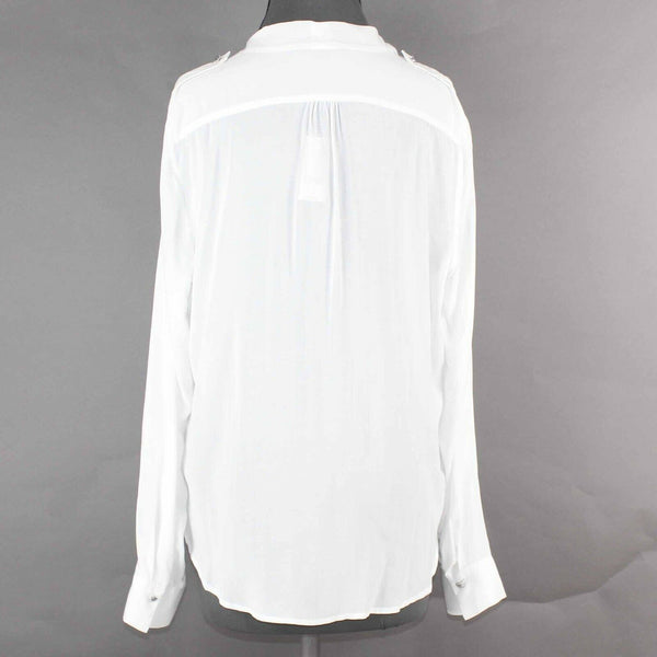 WHBM NEW $78 Sz 4 White Artist Draped Front Hi Lo Epaulets 100% Viscose Top