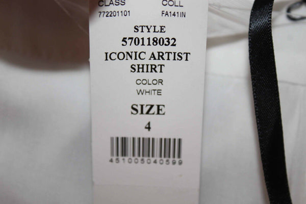 WHBM NEW $78 Sz 4 White Artist Draped Front Hi Lo Epaulets 100% Viscose Top