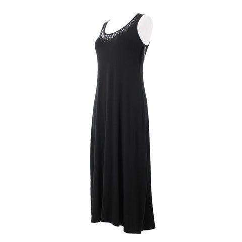 Christine Alexander NEW $124 Sz S Black Silver Rhinestones Viscose Spandex Dress