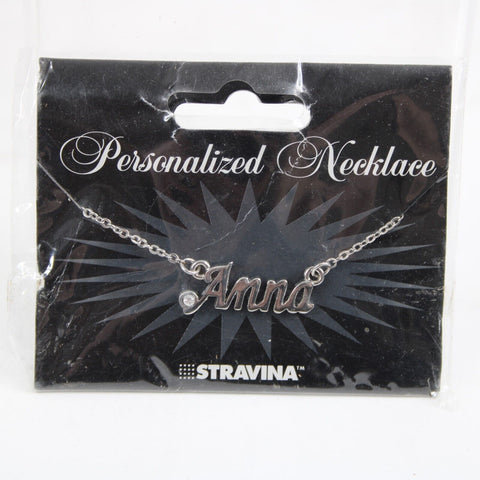 ANNA NEW Name Silvertone Rhinestone 14.5" w 4.5" Multi Ring Ext Necklace