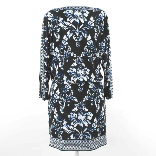 White House Black NEW Sz XS Black White Multi Print Poly Blend Tunic Dress