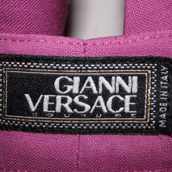 Gianni Versace Couture Sz 38 x 34 Purple Silver Hardware Unlined Linen Mod Pant