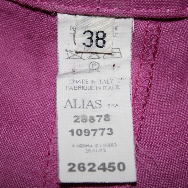 Gianni Versace Couture Sz 38 x 34 Purple Silver Hardware Unlined Linen Mod Pant