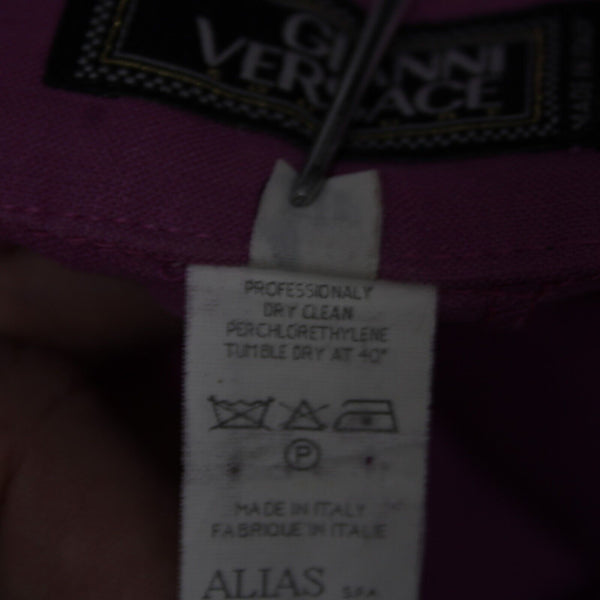 Gianni Versace Couture Sz 38 x 34 Purple Silver Hardware Unlined Linen Mod Pant