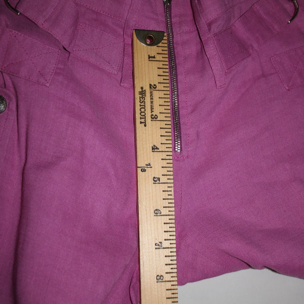 Gianni Versace Couture Sz 38 x 34 Purple Silver Hardware Unlined Linen Mod Pant