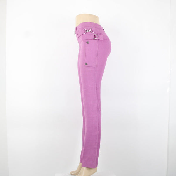 Gianni Versace Couture Sz 38 x 34 Purple Silver Hardware Unlined Linen Mod Pant