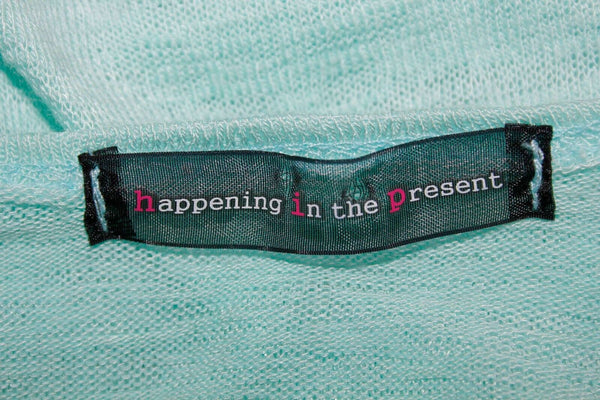 Happening In The Present Sz M Aqua Cream Lace Detail Knit Rayon Blend Boho Top