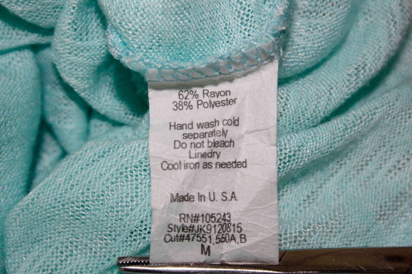 Happening In The Present Sz M Aqua Cream Lace Detail Knit Rayon Blend Boho Top