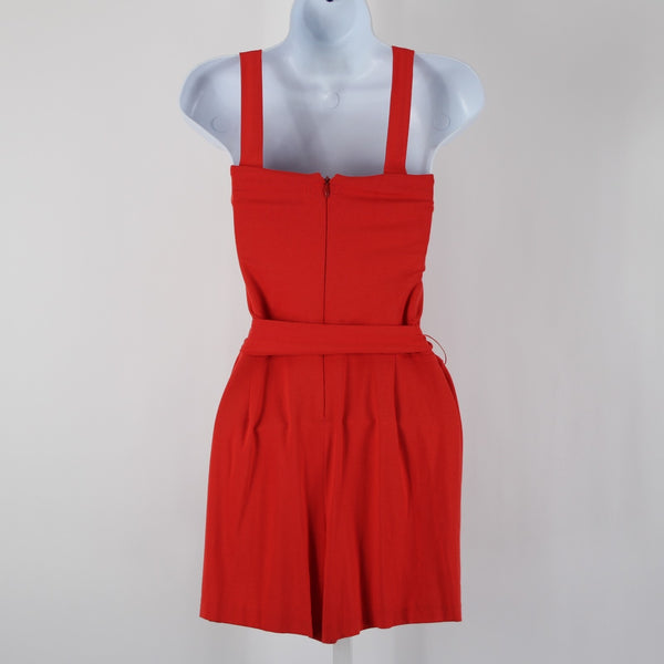 Cache NEW $138 Sz M Coral Pink Goldtone Hardware Belted Rayon Spandex Romper